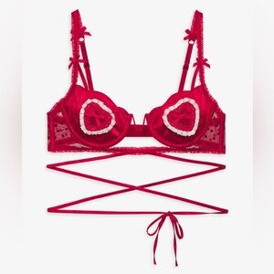 NEW For Love and Lemons Velma Red Heart Bra